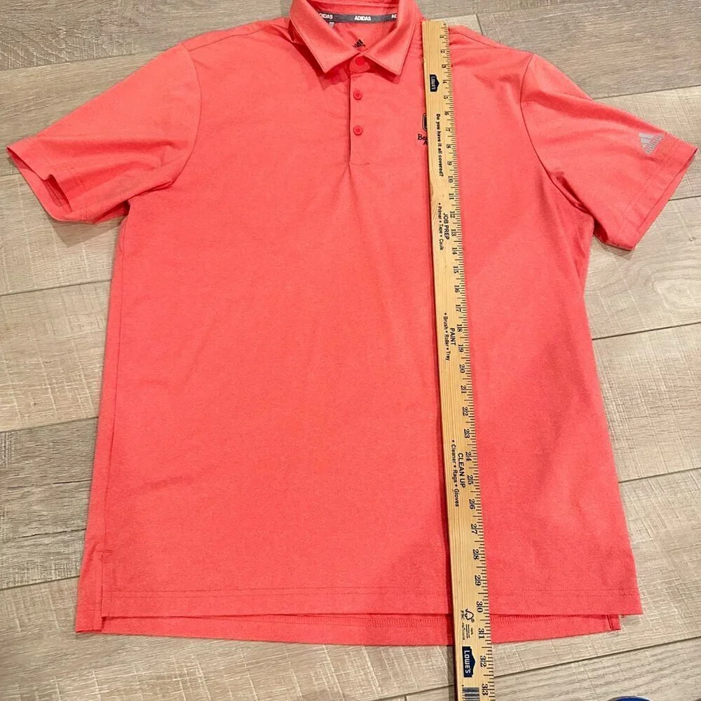 ADIDAS MENS CORAL ORANGE LARGE DRI FIT POLO SHIRT BEARS BEST LOGO